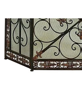 Traditional 3-Panel Fire Screen with Filigree Design for Elegant Fireplace Protection