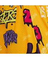 Mitchell & Ness Men's Yellow Los Angeles Lakers 1998/99 Hardwood Classics Slap Sticker Swingman Shorts