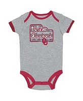 Champion Baby Boys and Girls Crimson/Gray/White Oklahoma Sooners Bodysuit, Set of 3
