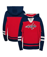 Outerstuff Big Boys and Girls Red Washington Capitals Revisited Lace-Up V-neck Pullover Hoodie