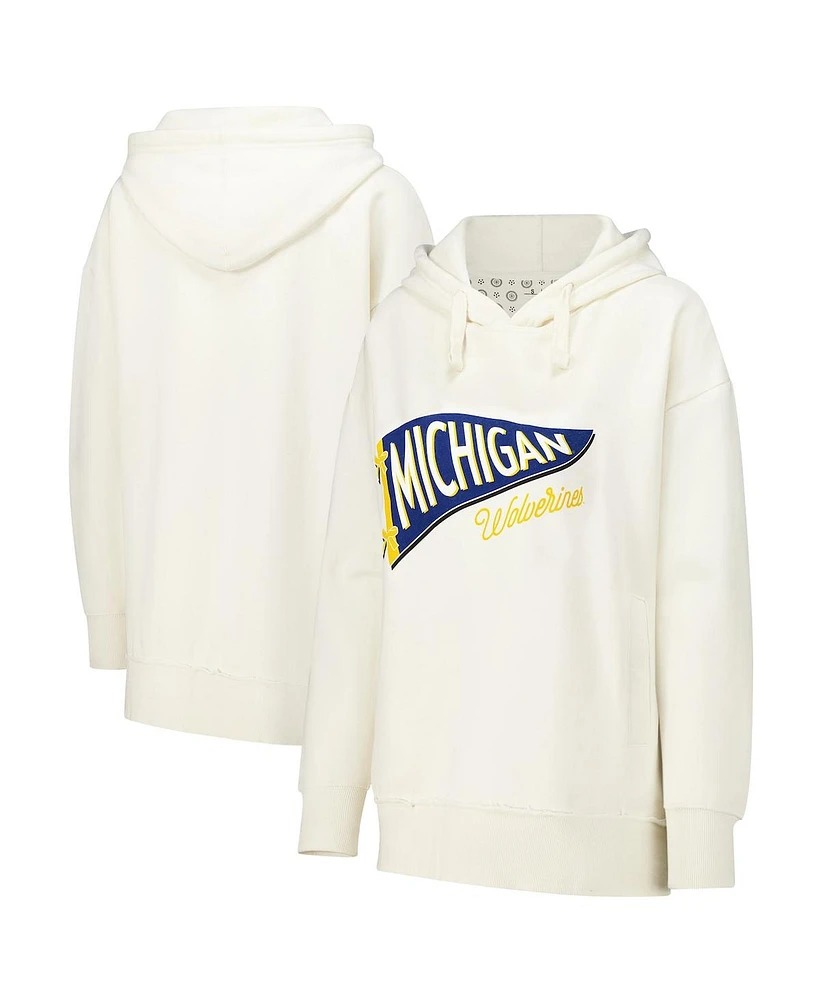Pressbox Women's Cream Michigan Wolverines Marni Pullover Hoodie