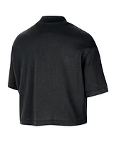 Nike Women's Black Los Angeles Lakers Courtside Mock Neck Loose Fit Cropped T-Shirt