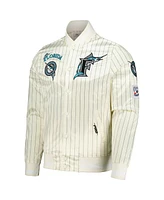 Pro Standard Men's Cream Florida Marlins Cooperstown Collection Pinstripe Retro Classic Satin Full-Snap Jacket
