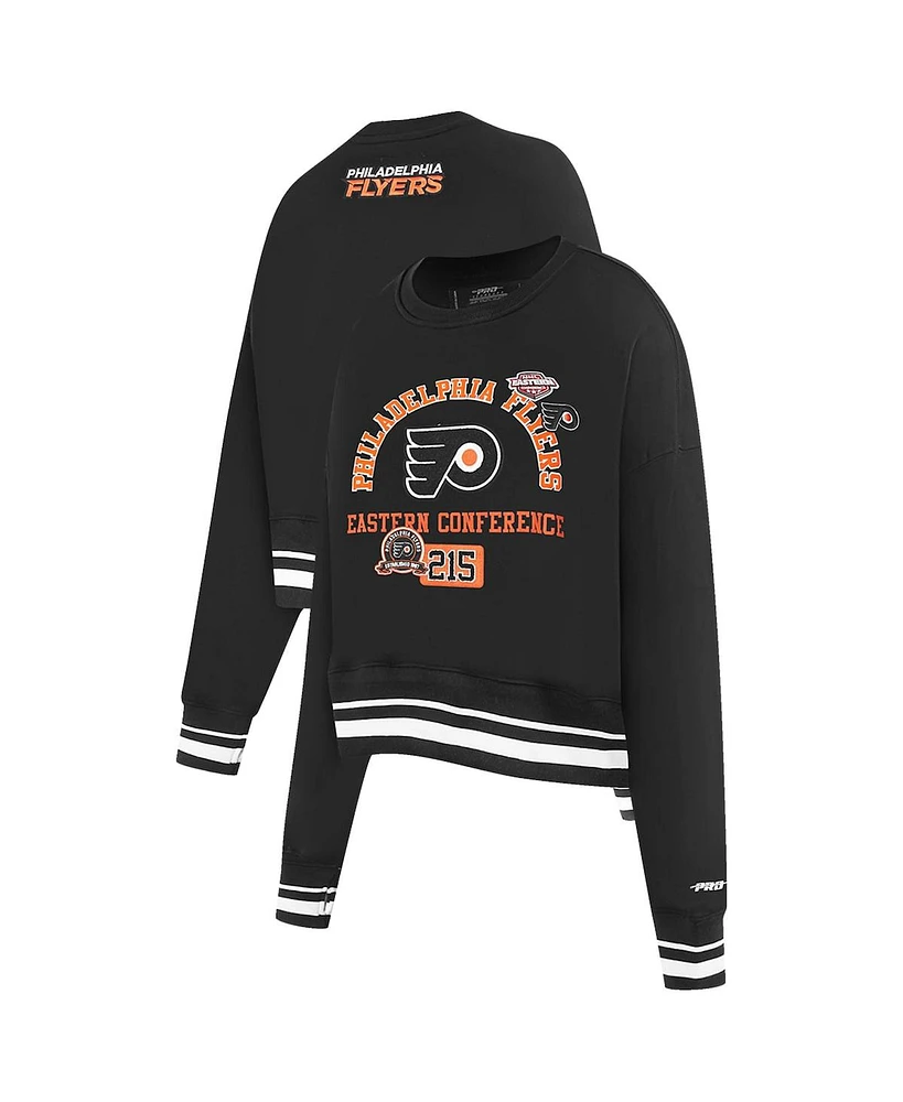 Pro Standard Women's Black Philadelphia Flyers Area Code Cropped Pullover Sweatshirt