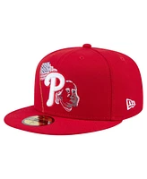 New Era Men's Red Philadelphia Phillies State Stitch 59Fifty Fitted Hat