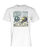 Blue 84 Men's and Women's White Michigan State Spartans vs. Wolverines 2024 Rivalry Matchup T-Shirt