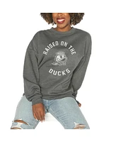 Gameday Couture Women's Charcoal Oregon Ducks Drop Shoulder Fleece Pullover Sweatshirt