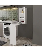 Fm Furniture Rincon Valley Folding Table with Storage, White