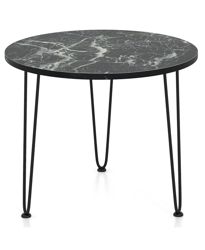 Round Table with Thickened Tabletop and Metal Tripod Legs