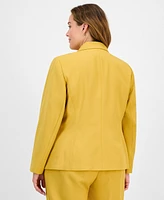 Le Suit Plus Crepe One-Button Straight-Leg Pantsuit