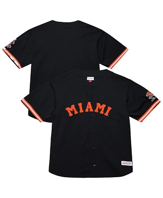 Mitchell & Ness Men's Black Miami Hurricanes On The Clock Full-Button Fashion Jersey