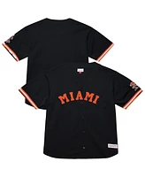 Mitchell & Ness Men's Black Miami Hurricanes On The Clock Full-Button Fashion Jersey
