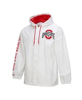 Mitchell & Ness Men's White Ohio State Buckeyes Coaches Full-Snap Hoodie Jacket