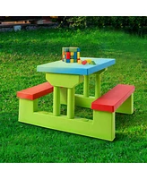 Kids Picnic Folding Table and Bench with Umbrella