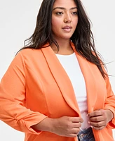 Bar Iii Trendy Plus Knit Drape-Front Blazer