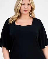 Jm Collection Plus Flutter-Sleeve Top, Exclusively at Macy's