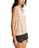 Lucky Brand Women's Printed Lace-Trim Tank Top