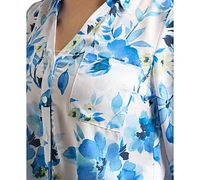Bcx Juniors' Dobby Print Tie-Front 3/4-Sleeve Blouse