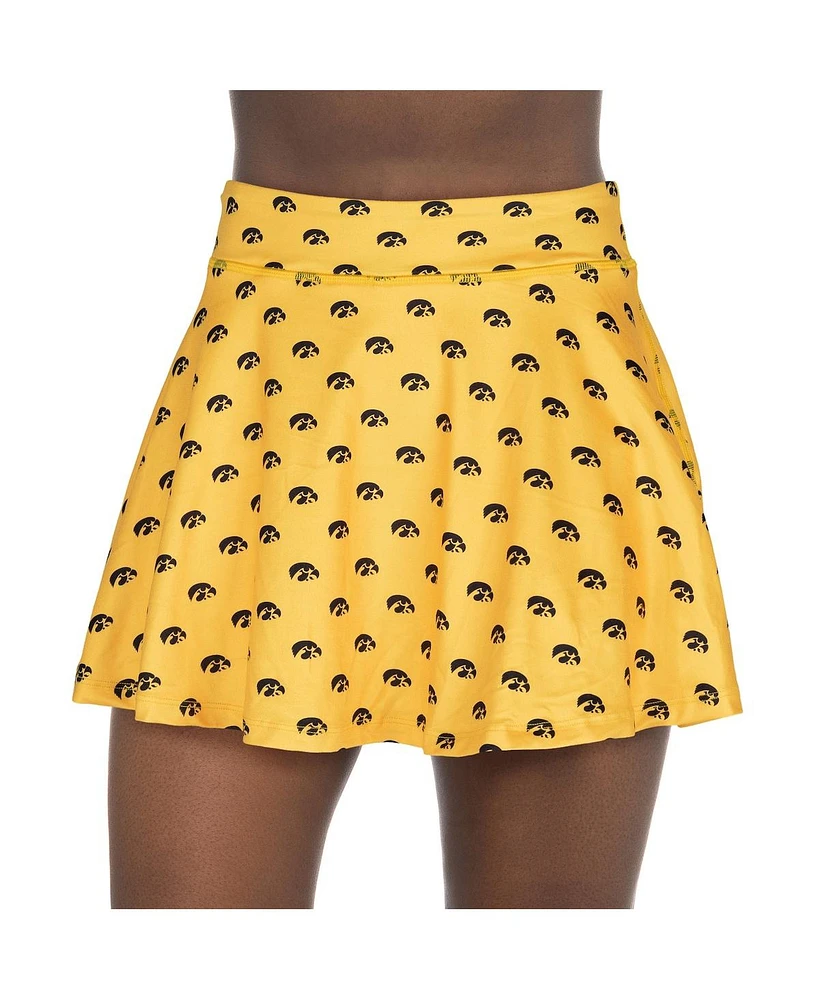 ZooZatz Women's Gold Iowa Hawkeyes All-Over Print Flowy Skort