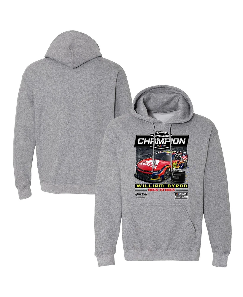 Checkered Flag Sports Men's Heather Gray William Byron 2025 Daytona 500 Champion Pullover Hoodie