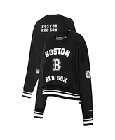 Pro Standard Women's Black Boston Red Sox Cultivated Pearl Cropped Pullover Sweatshirt