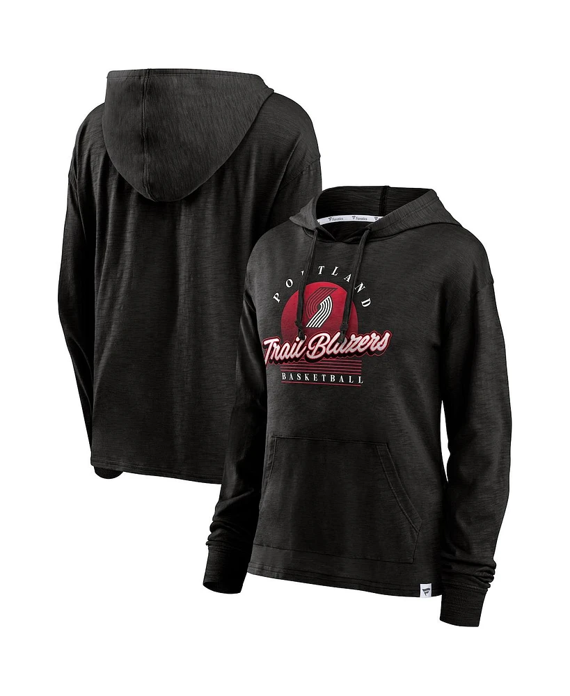 Fanatics Women's Black Portland Trail Blazers Full Steam Slub Hoodie T-Shirt
