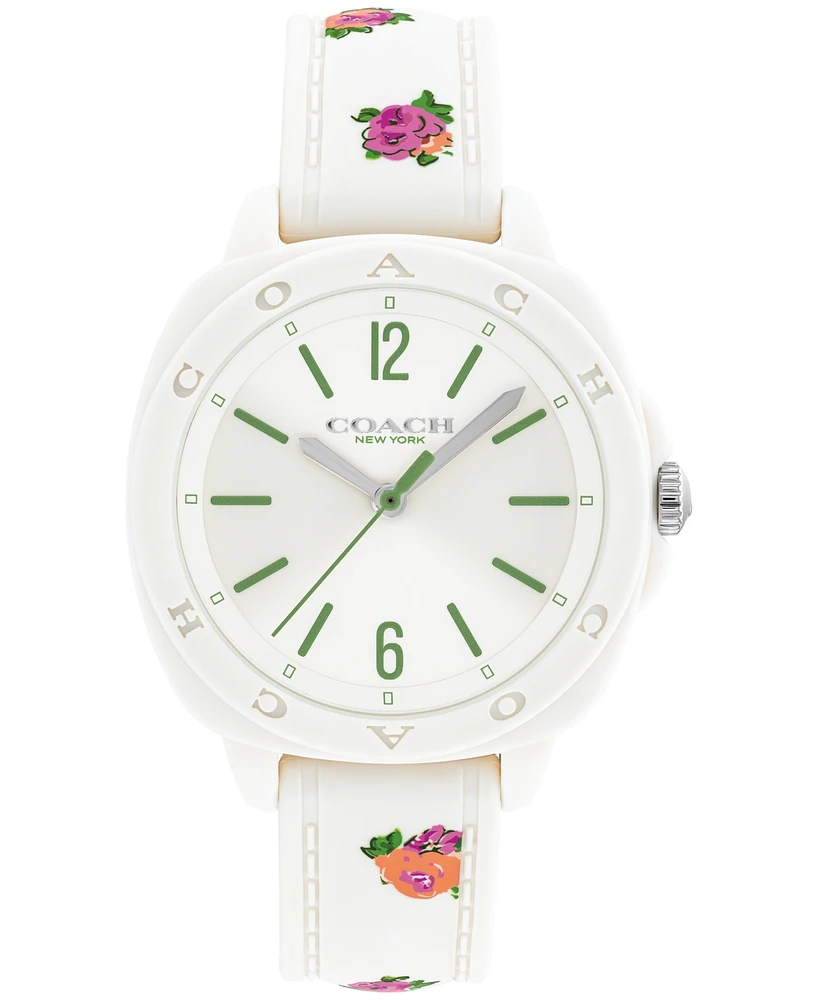 Coach Women's Kitt Chalk Silicone Strap Watch, 35.4mm