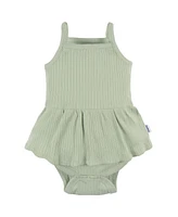 Gerber Baby Girls 3-Pack Sleeveless Skirted Onesies Bodysuits, Antique White, 3-6M