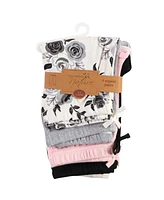 Touched by Nature Baby Girls Organic Cotton Pants 4pk, Black Floral