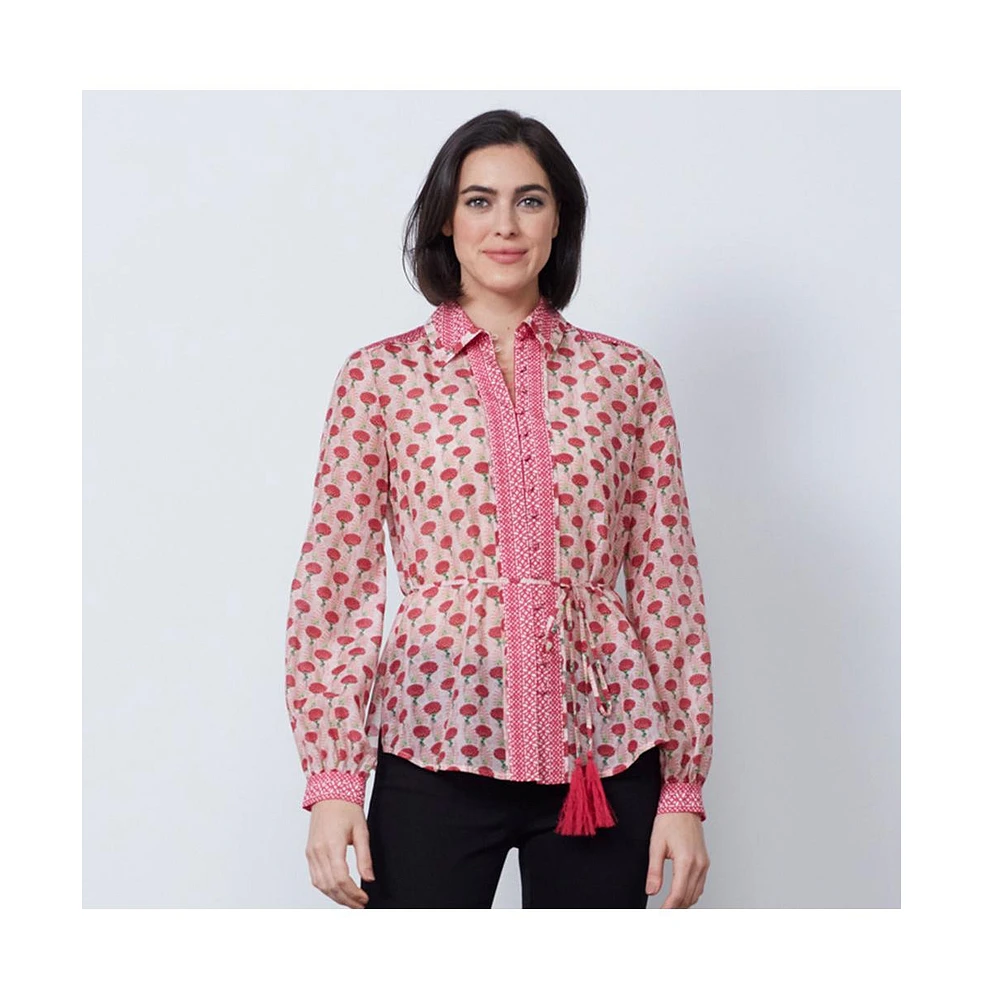Etcetera Women's Pink Floral Print Blouse Red Thistle