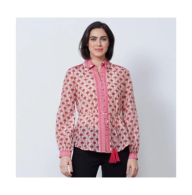 Etcetera Women's Pink Floral Print Blouse Red Thistle