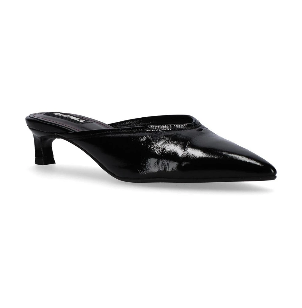Tessa Onix Black Leather Mules