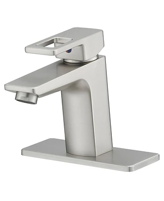 Single-Handle Single-Hole Bathroom Faucet Spot Resist Brushed Nickel