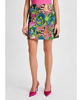 Isaac Mizrahi Women's Sequin Floral Mini Skirt