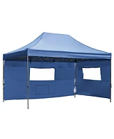 10x15 Navy Pop Up Canopy Tent, Waterproof, Uv Protection, Adjustable Height, 4 Sidewalls