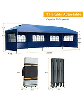 10x30 Navy Pop-Up Canopy Tent w/ Sidewalls & Wheeled Bag