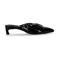 Zyra Onix Black Leather Mules