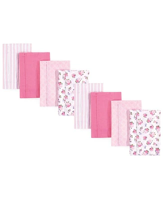 Hudson Baby Luvable Friends Girls Cotton Poly Flannel Burp Cloths 8-Pack, Garden, One Size