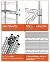 Heavy Duty 3-Shelf Shelving with Wheels, Adjustable Storage Units, Steel Organizer Wire Rack