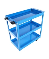 Tool Cart on Wheels, 3 Tier Rolling Mechanic Tool Cart, Heavy Duty Steel Utility Cart w/Lockable Wheels, 450 Lbs Capacity Industrial Service Cart for