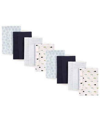 Hudson Baby Luvable Friends Boys Cotton Poly Flannel Burp Cloths 8-Pack, Turtle, One Size