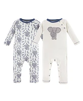 Touched by Nature Baby Boys Cotton Coveralls 2pk, Elephant, 12-18 Months