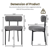 Dyhome Dining Chairs Set of 2, Mid Century Modern Upholstered Boucle Kitchen Room