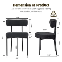 Dyhome Dining Chairs Set of 2, Mid Century Modern Upholstered Boucle Kitchen Room