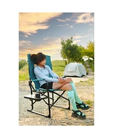 Camping Directors Chair, Oversized Folding Chair w/ Side Table & Pocket - Blue