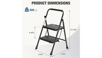 Lightweight Step Stool, 2-Step Steel Portable Folding Step Ladder with Wide Anti-Slip Pedals, 800 lbs. Load