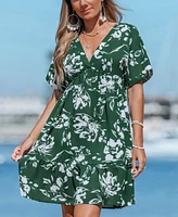 Cupshe Women's Classic Bloom Floral Mini Beach Dress