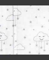 Hudson Baby Boys and Girls Cotton Poly Flannel Burp Cloths 8-Pack, Gray Clouds, One Size