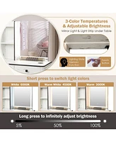 Vanity Makeup Table Set with Lighted Mirror