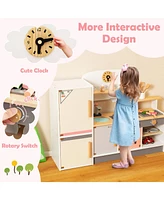Kids Play Kitchen Set with Realistic Range Hood and Refrigerator